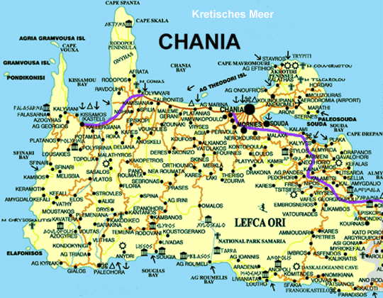 karte von Chania kreta